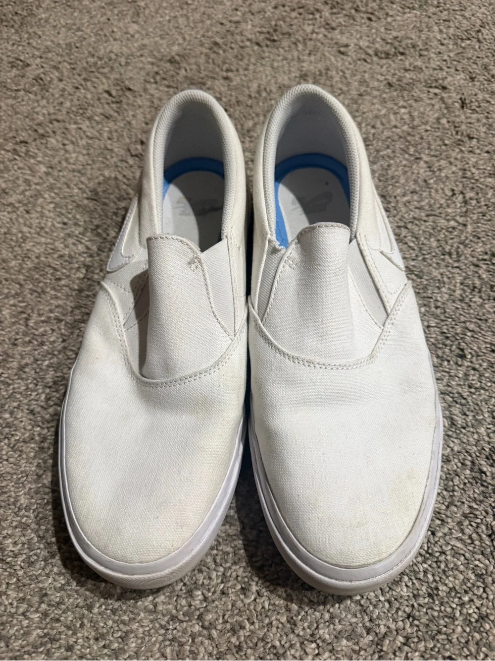 Nike White Canvas Slip-On Sneakers for Men